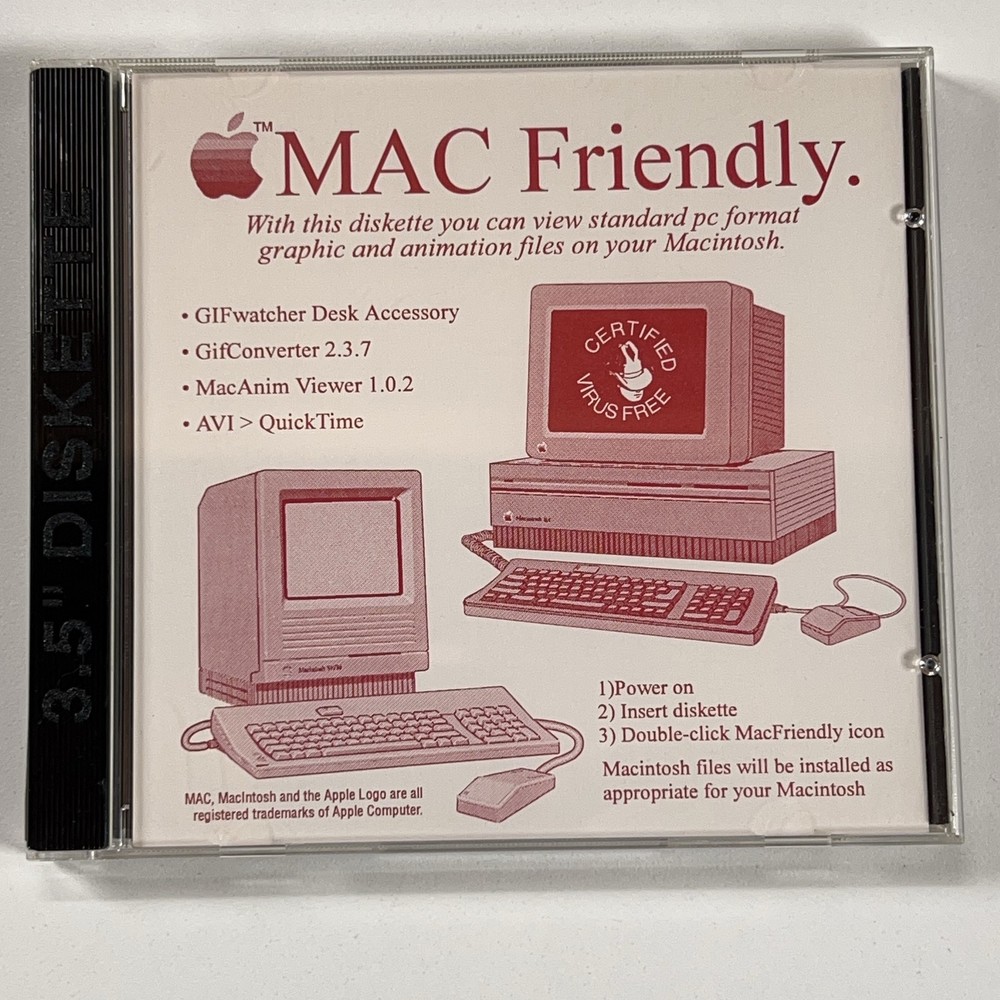 MacFriendly Vol. 1 Macintosh Software 3.5" Floppy Disk Utility CIB