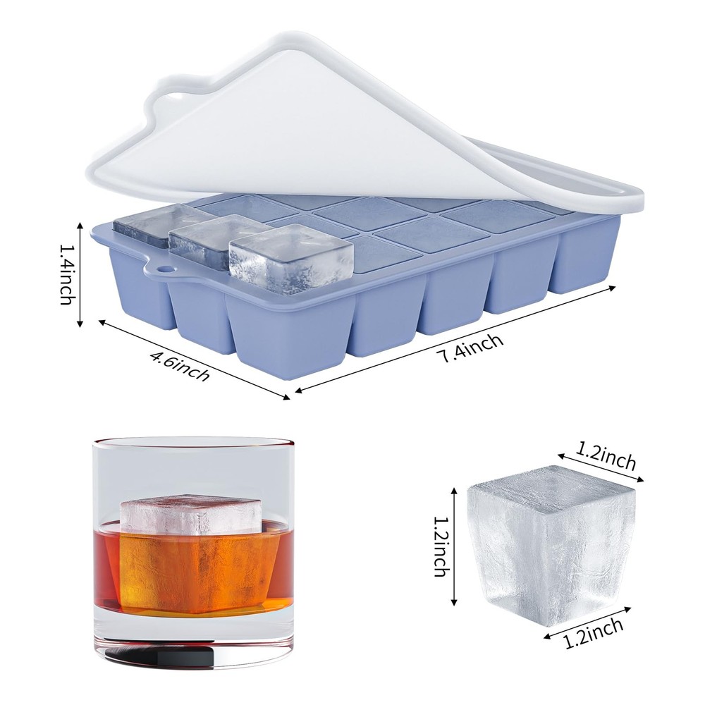 Silicone Ice Cube Tray 3 Pack - EASY RELEASE ice cube tray with lid, BPA Free...
