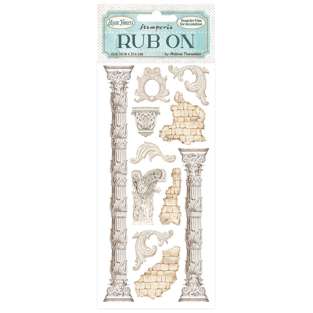 Stamperia - MAGIC FOREST - RUB ON - (4" x 8.5")  10cm x 21cm, Columns Brickwork