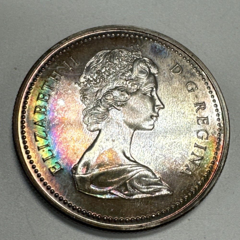 1973 Canada $1 Silver Dollar RCMP Rainbow Toning