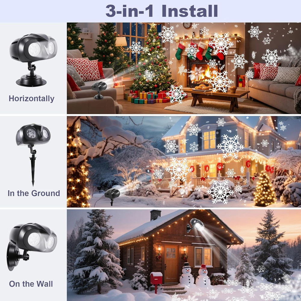 Christmas Projector Lights Outdoor, Dynamic Snowflake Projector with Remote Cont