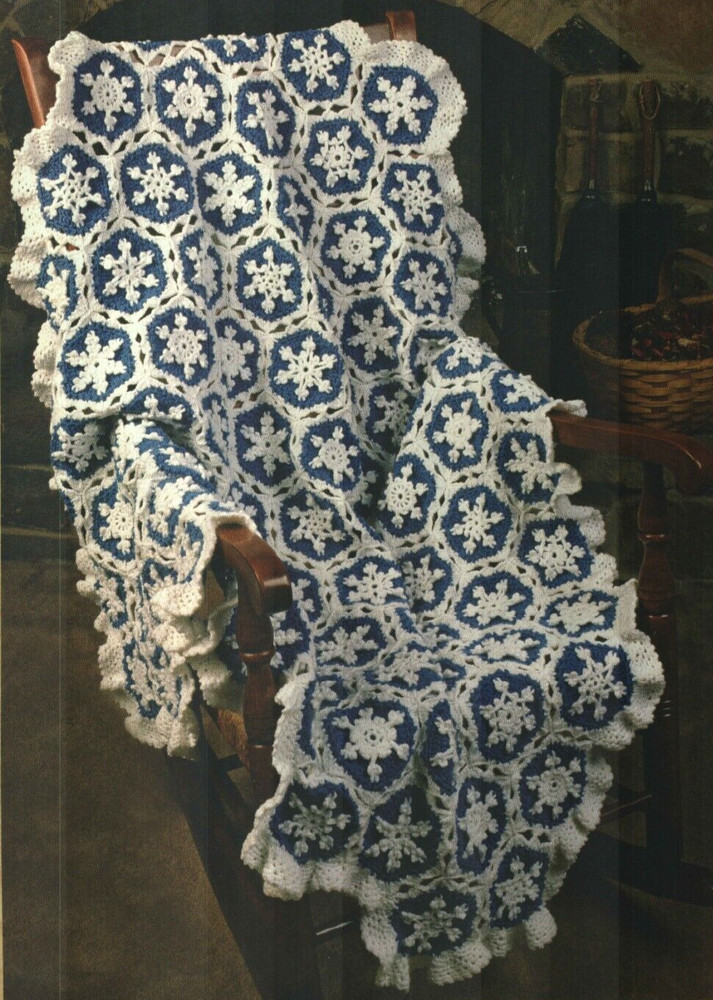 HOLIDAY SNOWFALL AFGHAN HOME DECOR CROCHET PATTERN INSTRUCTIONS
