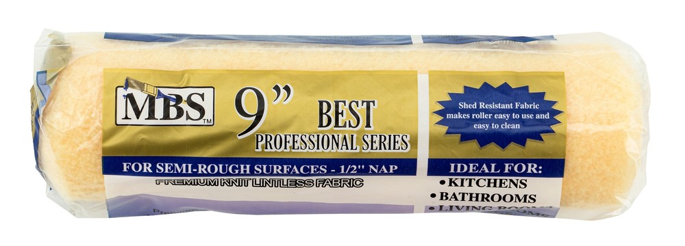 MBS 9" Roller Cover 1/2" Nap Professional Series Dense Polyester Fabric