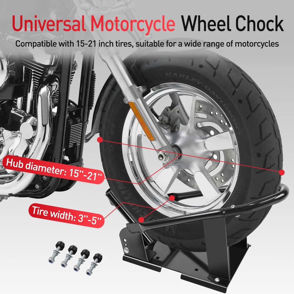 Motorcycle Front Wheel Chock Stand Adjustable Removable Cradle Garage Tool