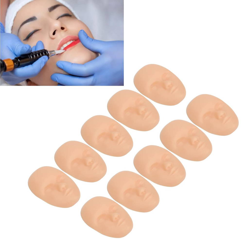 10Pcs Training Head Face Practice Fake, Microblading Permanent Makeup Mannequin