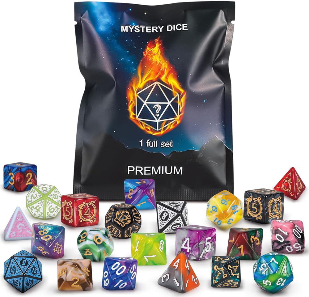 Polyhedral Dice - 8PCS Mystery Dice Set, Various Styles DND Dice, Random D&D Dic