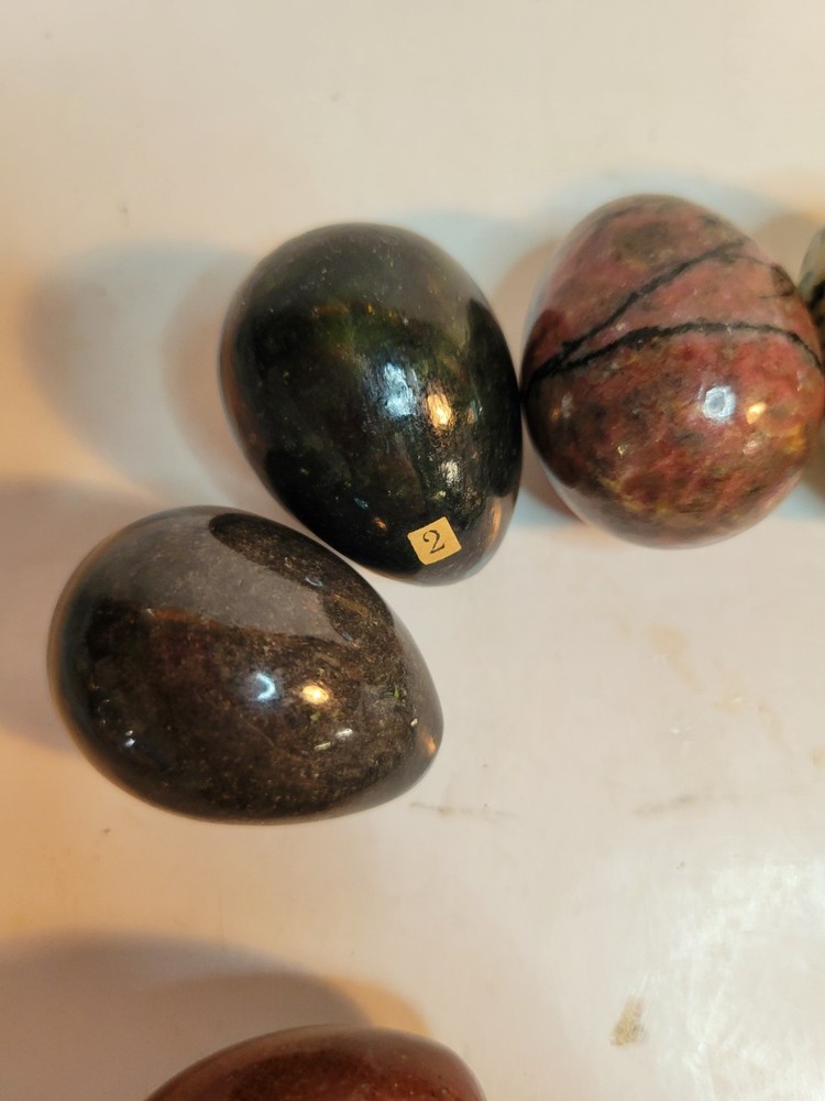 12 Assorted Polished Stone or Marble Small Eggs