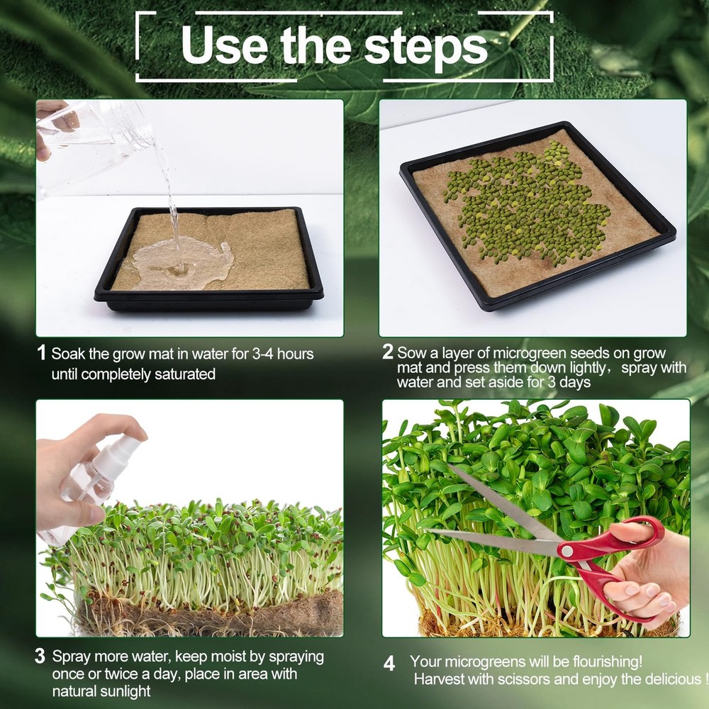 64PCS Microgreens Kit, 5" X 5" Hydroponic Sprouting Pads Microgreen Grow Mat ...