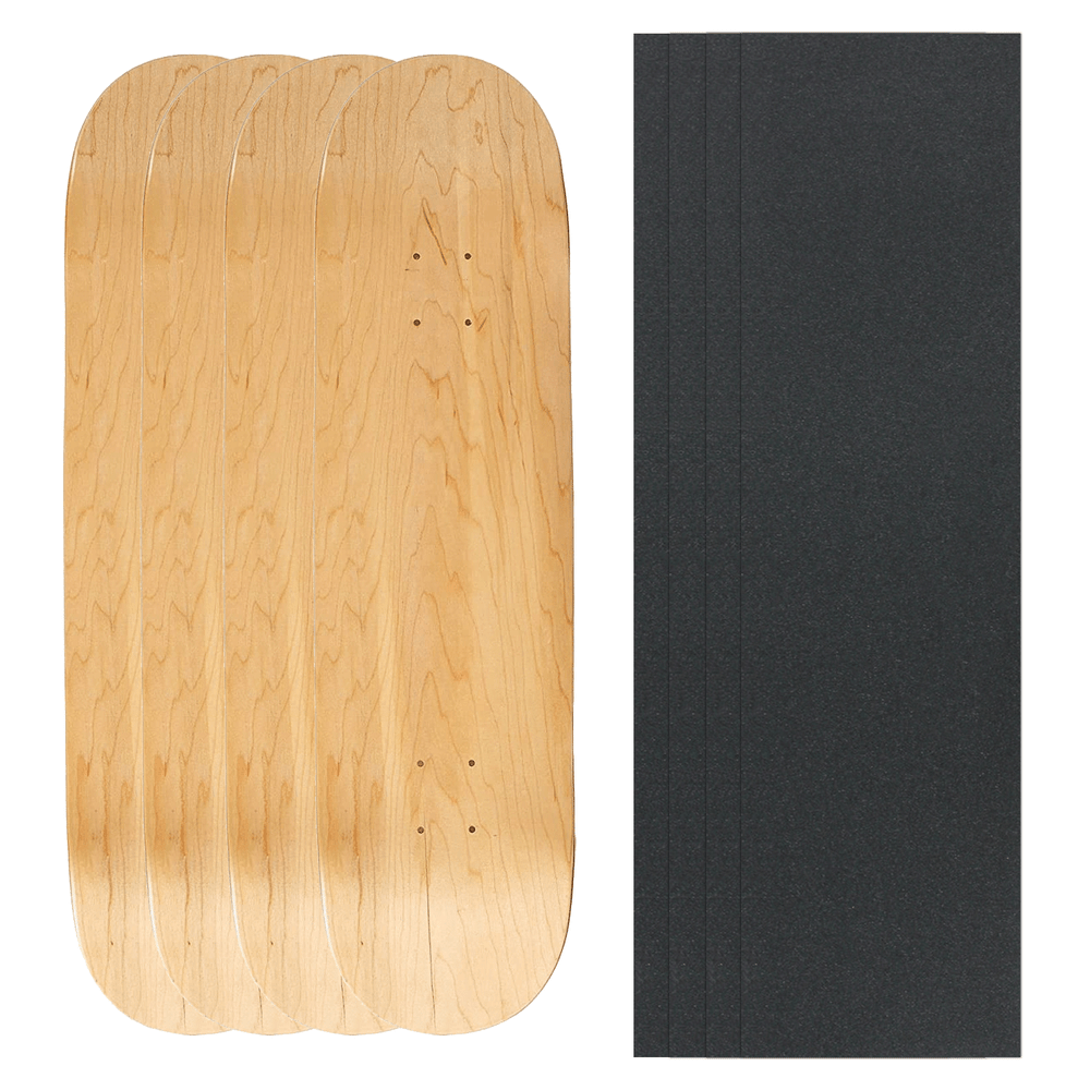 4 Blank Skateboard Decks 7.75" Natural + Griptape