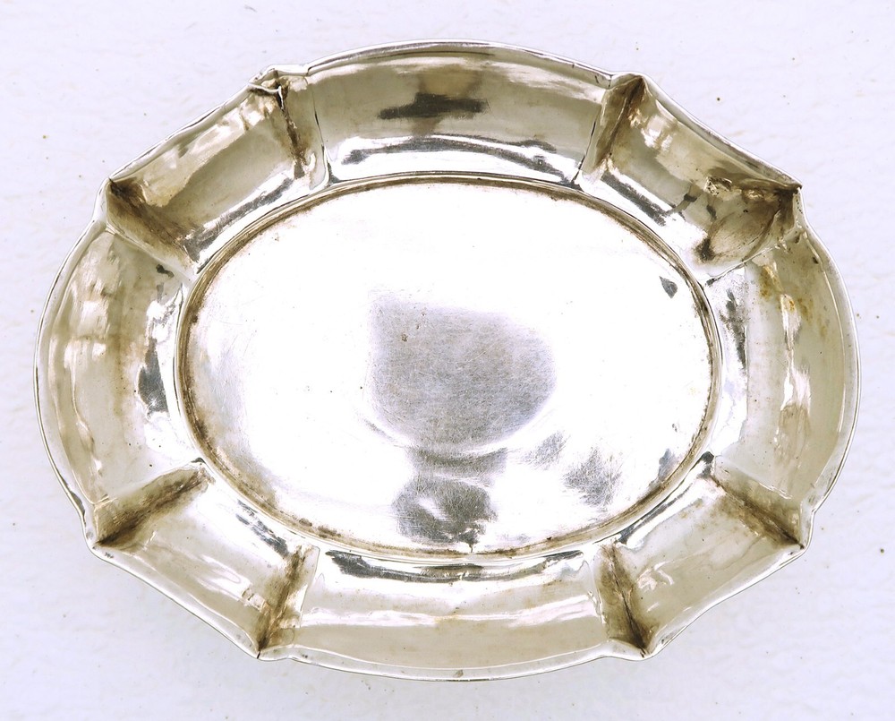 Danish Solid Silver Raised Pedestal Bowl Dish Marked Johan Roschke Dated 1755