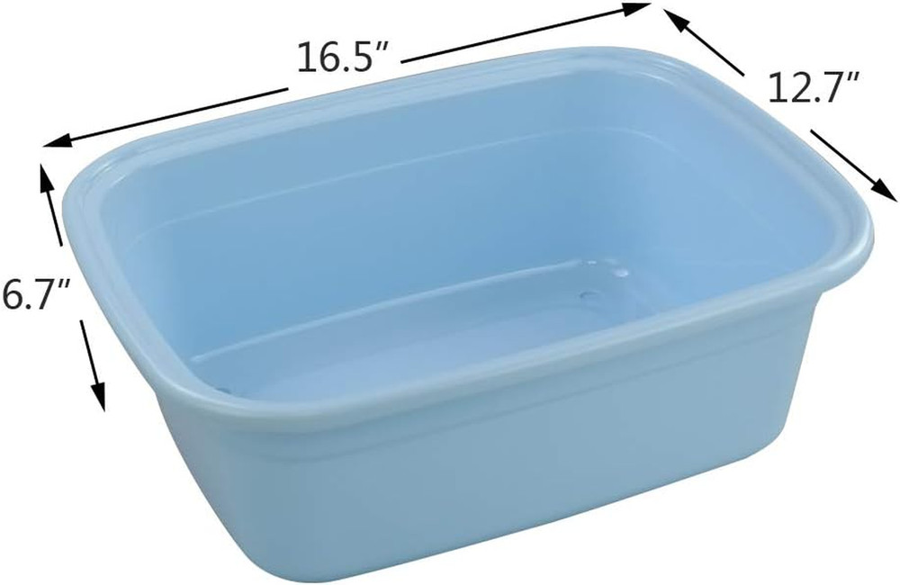 16 Quart Plastic Kitchen Dish Pan Basin Sink, 3 Packs