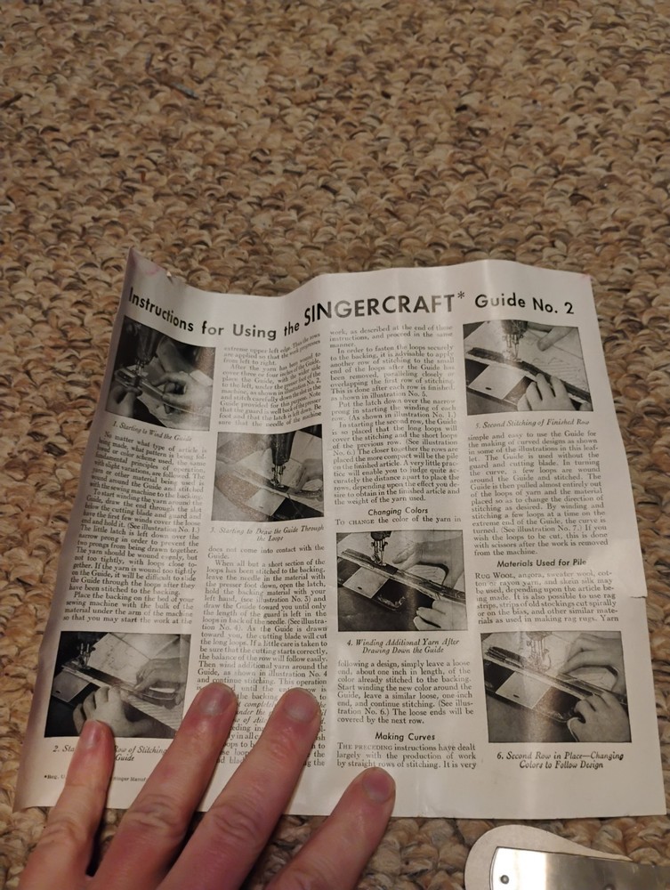 Vintage Singercraft Guide 120987 Singer Tool with pattern and guide