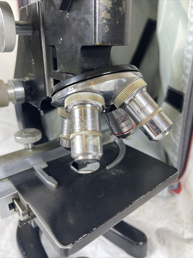 Vintage Ernst Leitz Wetzlar Germany Binocular Microscope With Soft Case