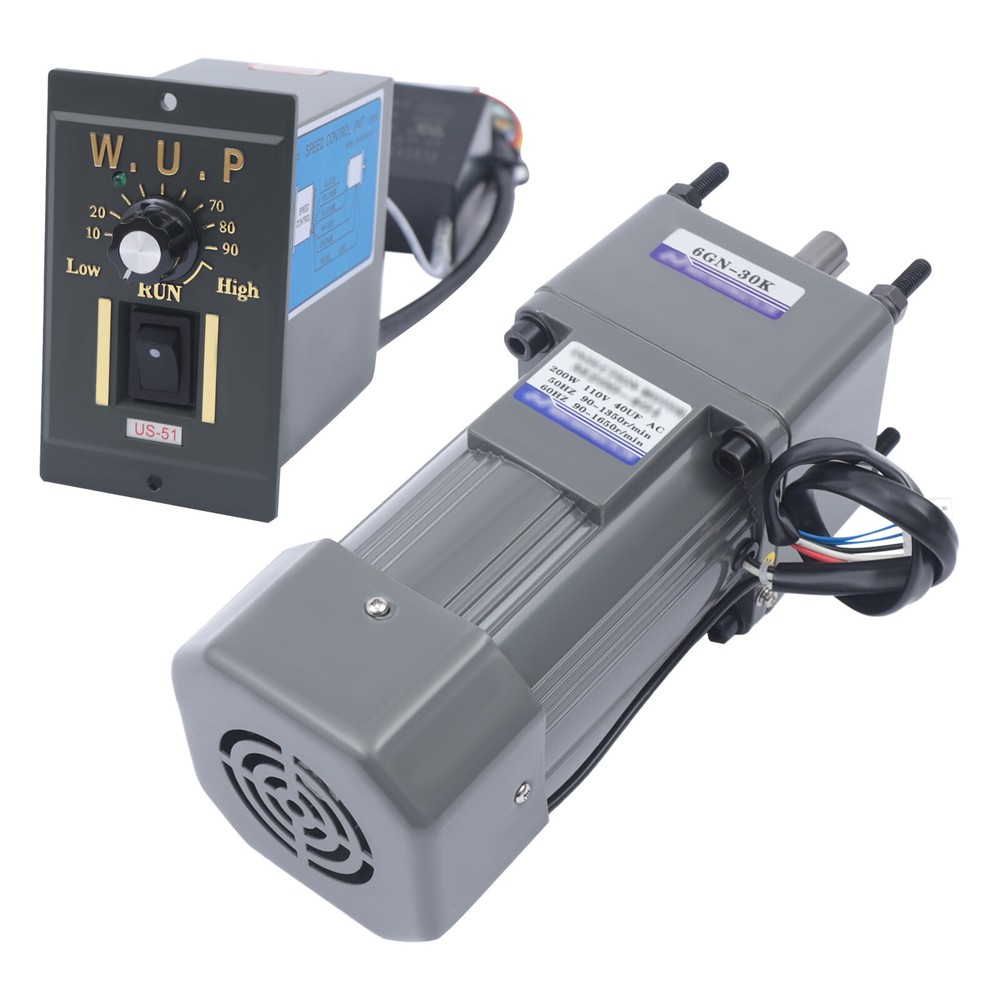 20K 200W 110V AC Gear Motor Electric Variable with Speed Controller Single Phase