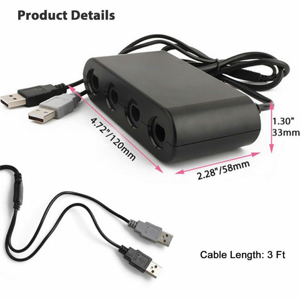 Controller Adapter for Nintendo GameCube to Switch & Wii U & PC Converter 4-Port