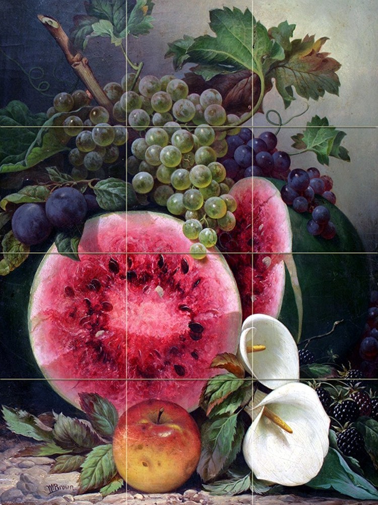 fruits and calla flowers Kitchen Bathroom Wall Backsplash Ceramic 12.75x17