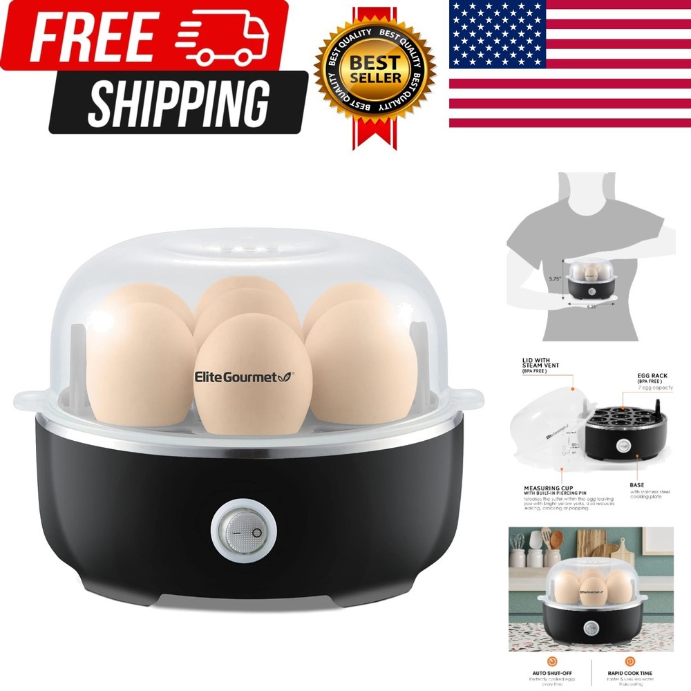 EGC115B Easy Egg Cooker Electric 7-Egg Capacity Soft Medium Hard-Boiled Egg...