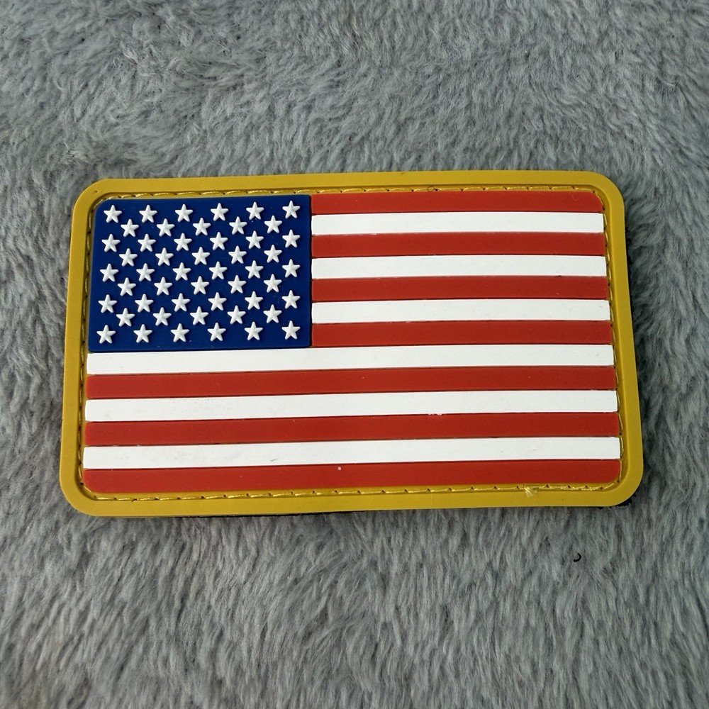 American Flag Rubber Hook & Loop Patch NEW (W47)