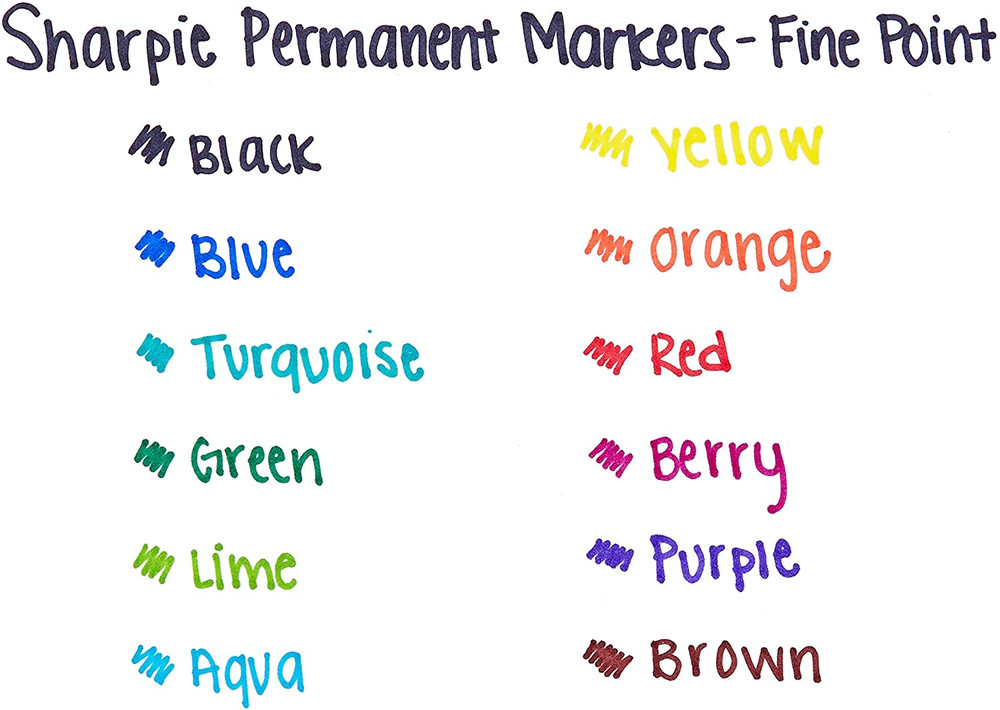 Permanent Markers, Fine Point, Blue, 12 Count