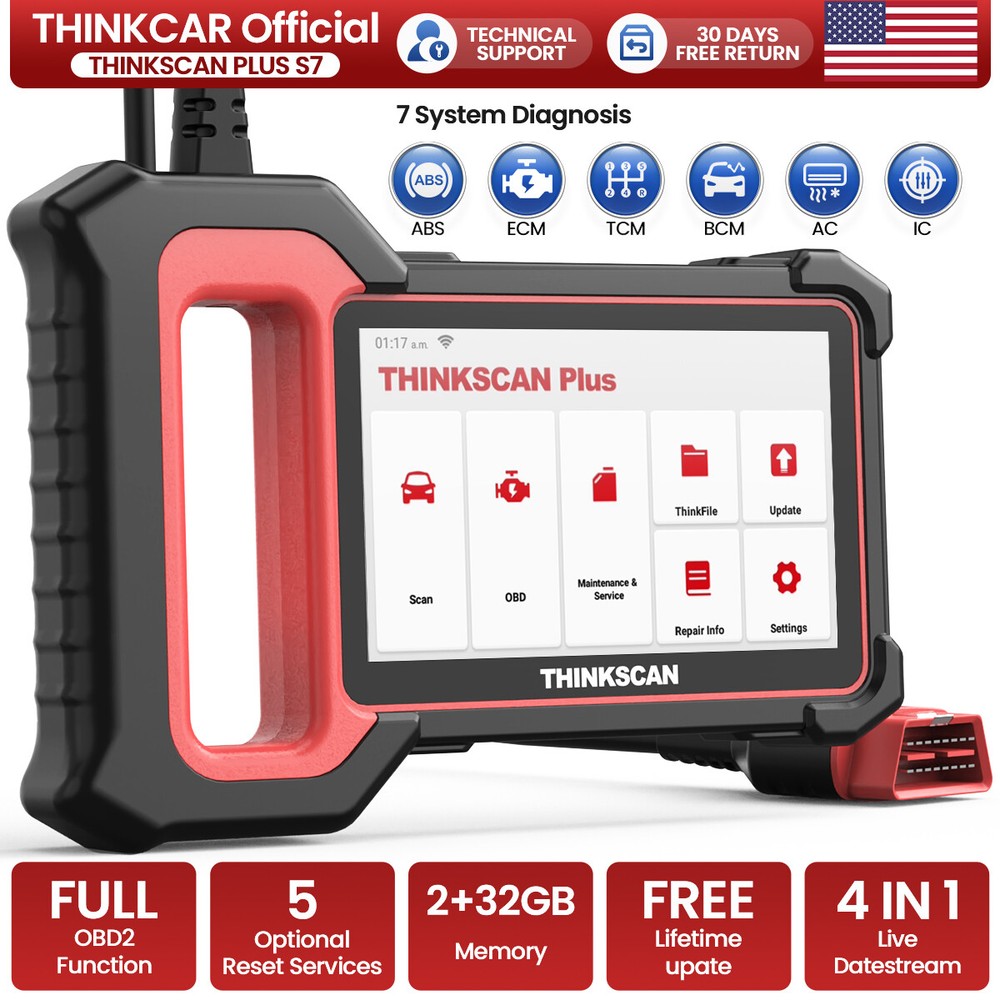 Thinkscan Plus S7 Car OBD2 Scanner Auto Diagnostic Tool ABS SRS B/CM TPMS AC IC