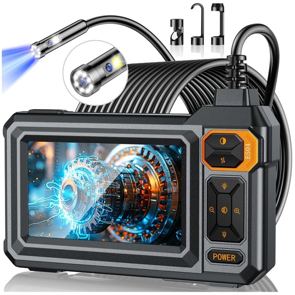 Dual Lens Borescope Camera, 4.3" HD IPS Screen