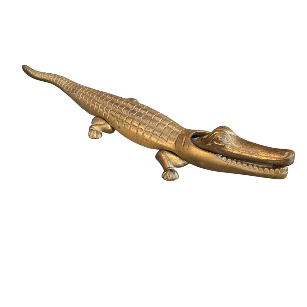 Vintage Brass?? Alligator Crocodile 15” Nut Cracker
