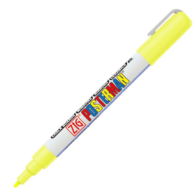 Fluorescent Yellow Posterman Waterproof Pen - 1mm Fine Tip