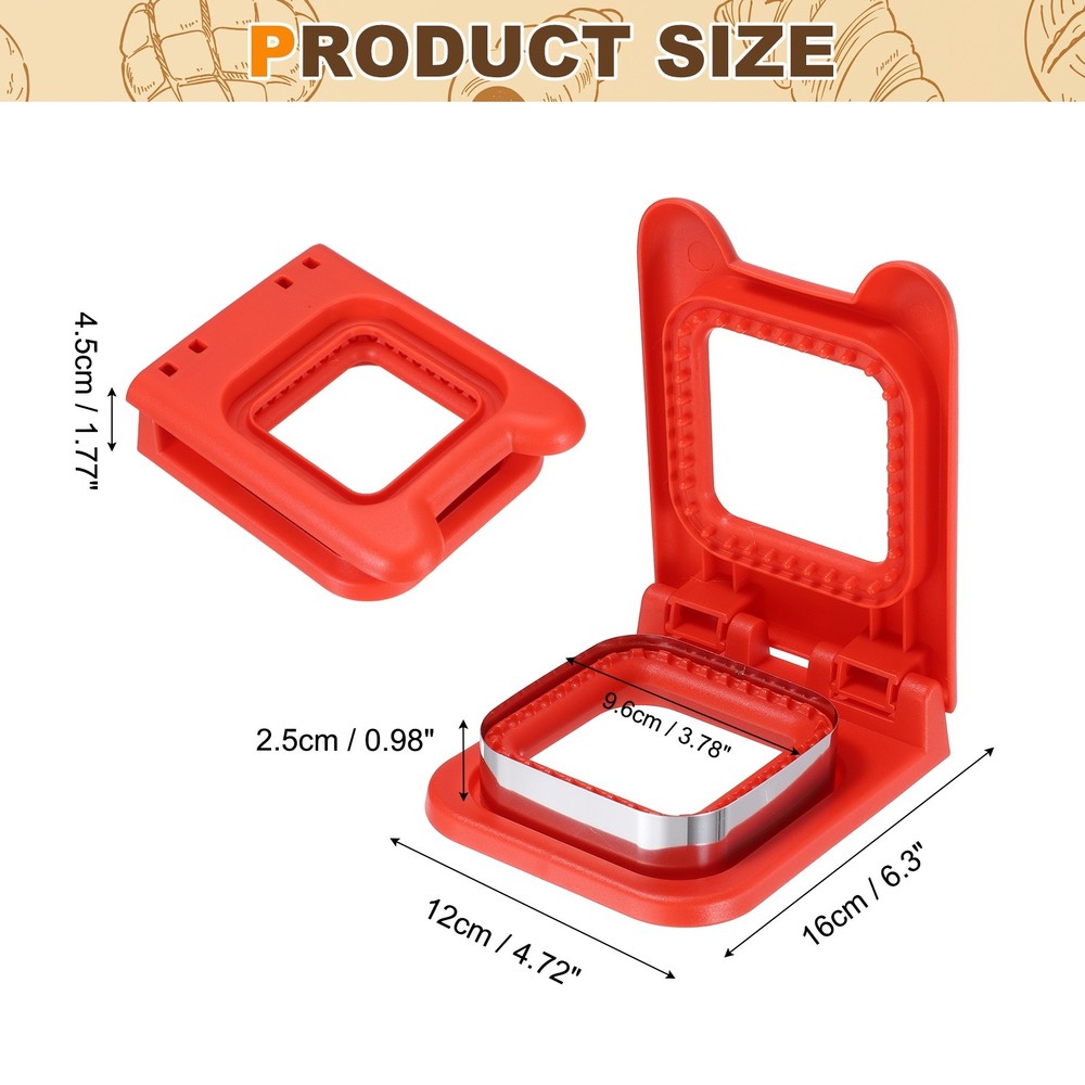 Crustless Sandwich Cutter, Square-Shape(Red)