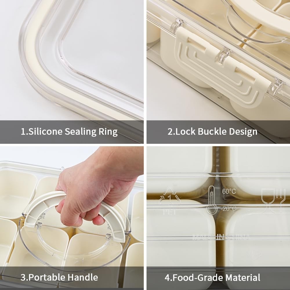 KocelFir Fridge Fruit Storage Containers - 4 Comp. Snackle Box Organizer