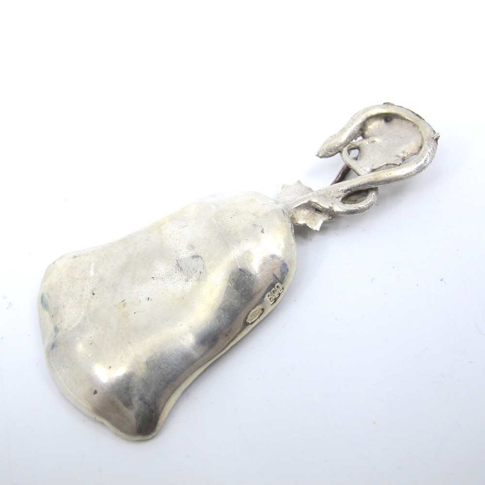 ITALIAN 800 Silver Tea Caddy Spoon Scoop with Figural Grape Vine Handle