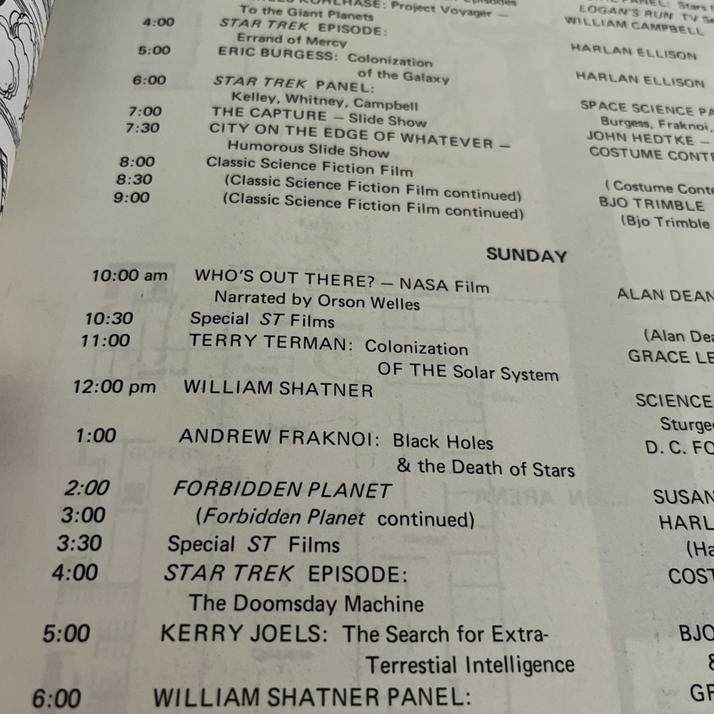 Space Con 4 Mountain View California June 1977 Program