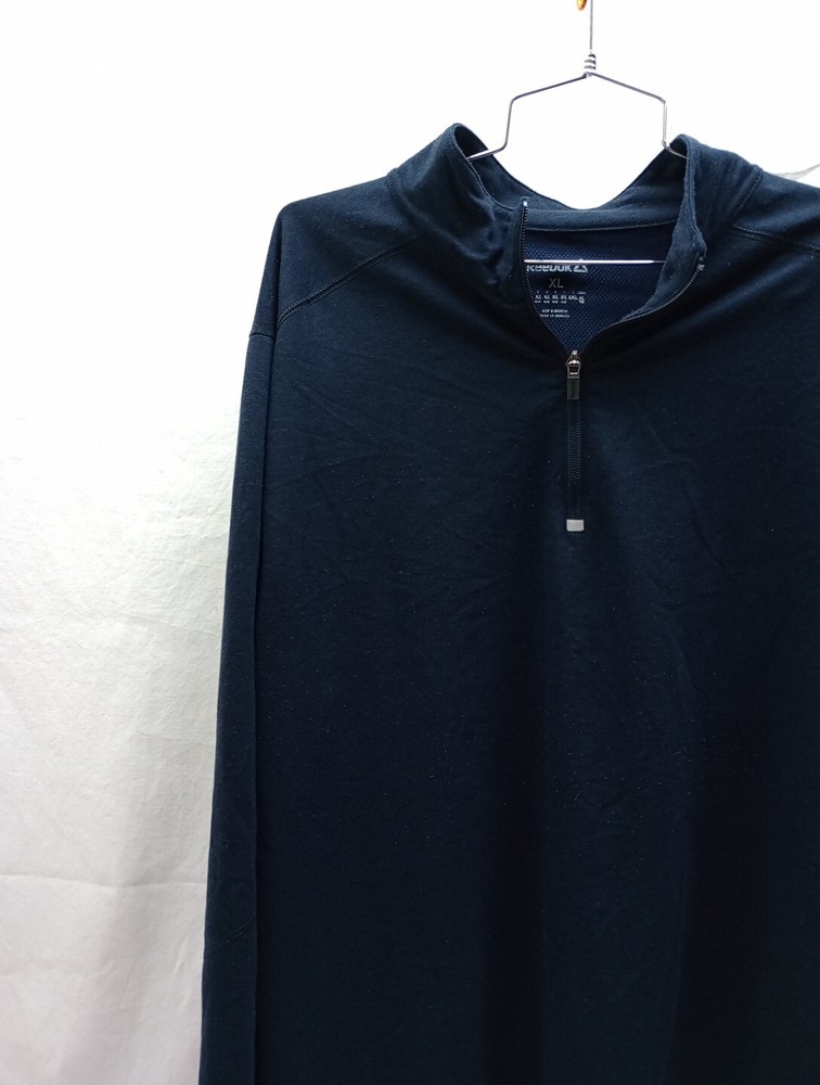 Reebok Mens 1/4 Zip Long Sleeve Athletic Pullover Blue - Size XL