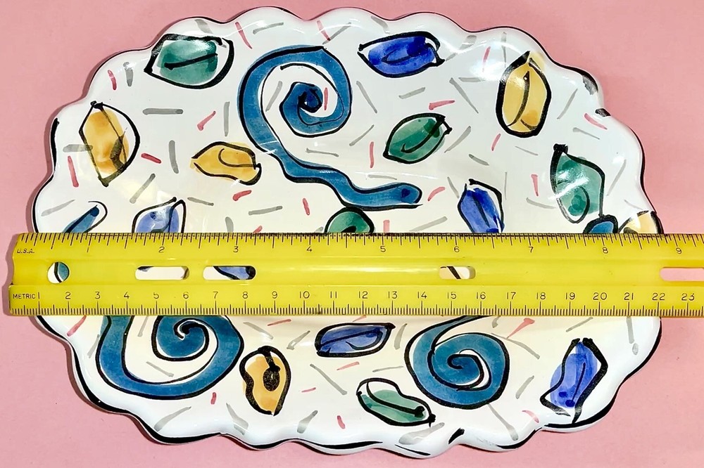 Studio Art Pottery Plate Platter Abstract Design 1990’s Chic