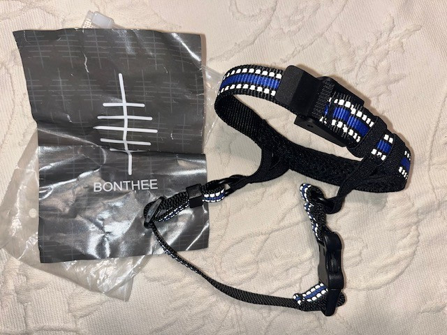 BONTHEE BLUE DOG MUZZLE NEW Open Snout for Drinking LARGE Adjustable Strap BITE