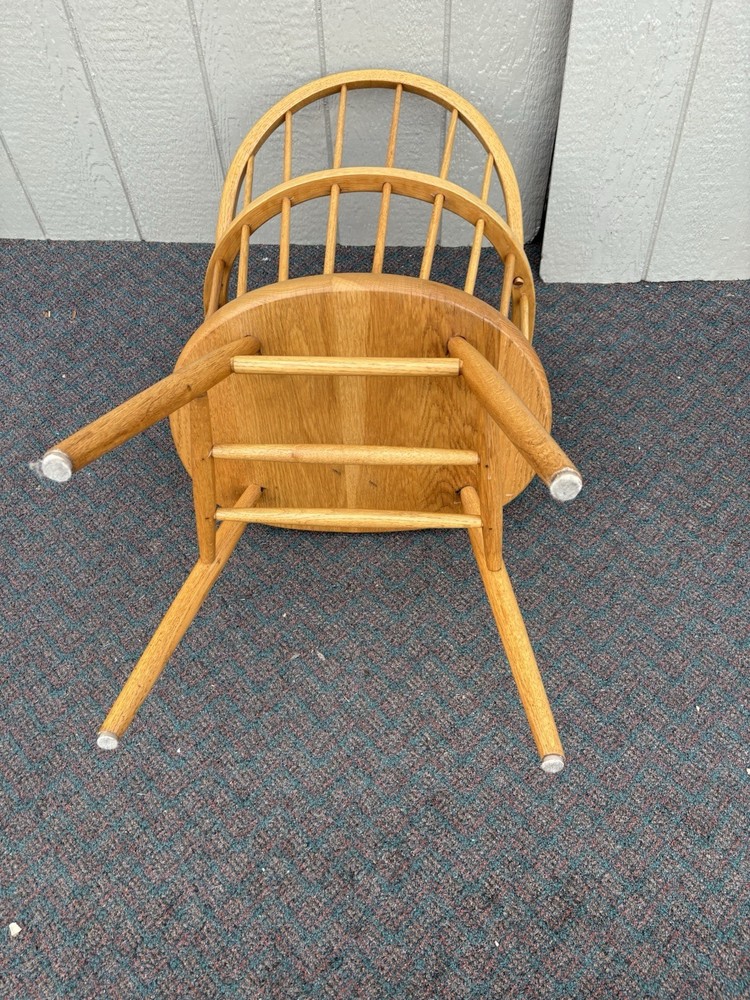 67248 Set 4 Solid Oak Windsor Dining Armchairs Chair s