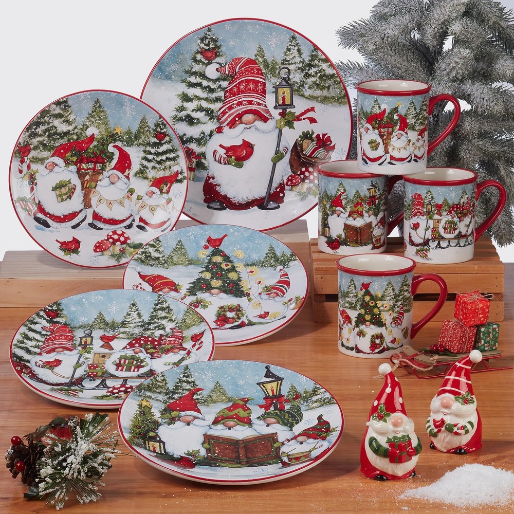 Certified International Christmas Gnomes Rectangular Platter 14" x 10", Multicol