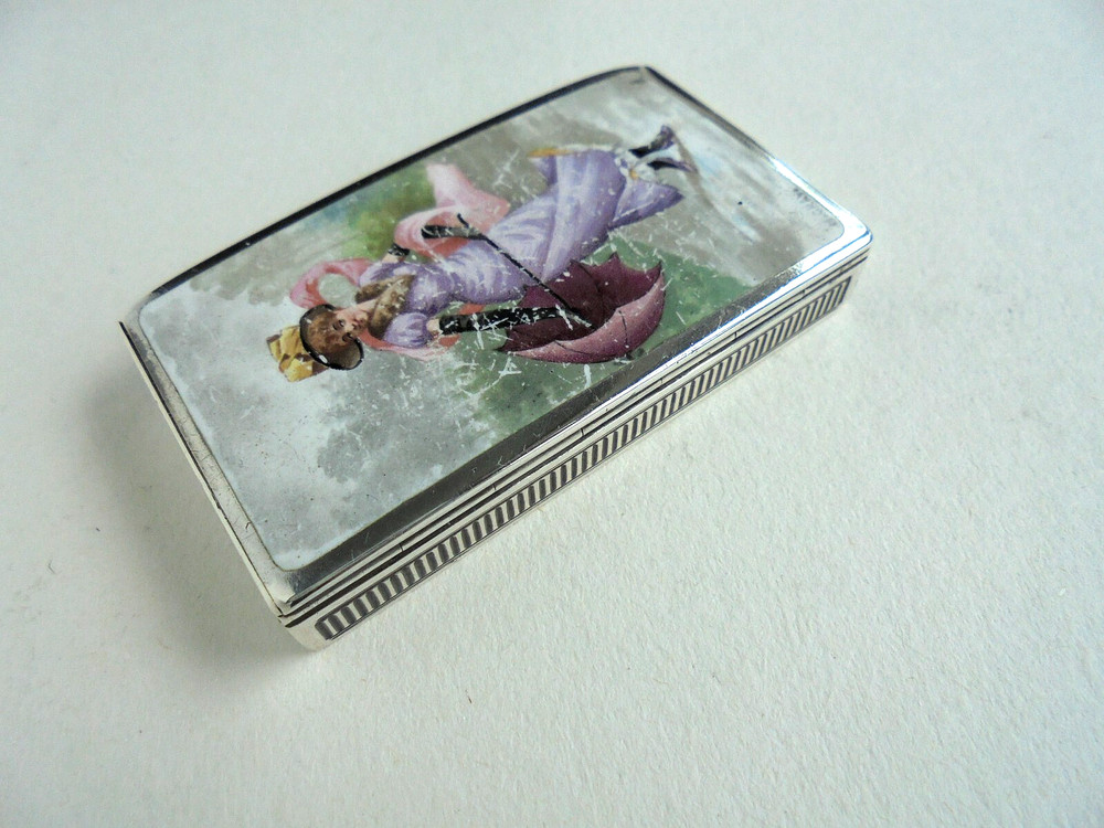 Sampson Mordan Silver Enamel Vesta Case 1889