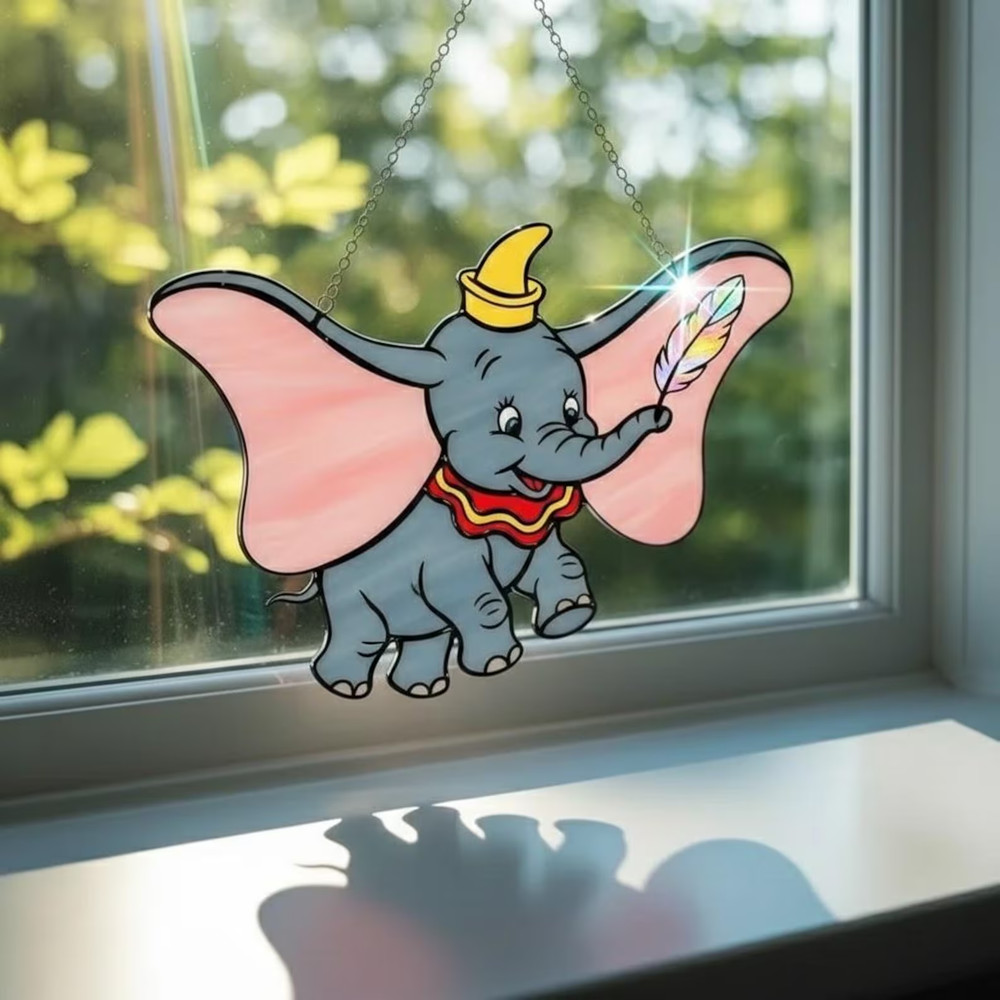 Personalized Dumbo Window Acrylic Suncatcher, Gift for Decor Window