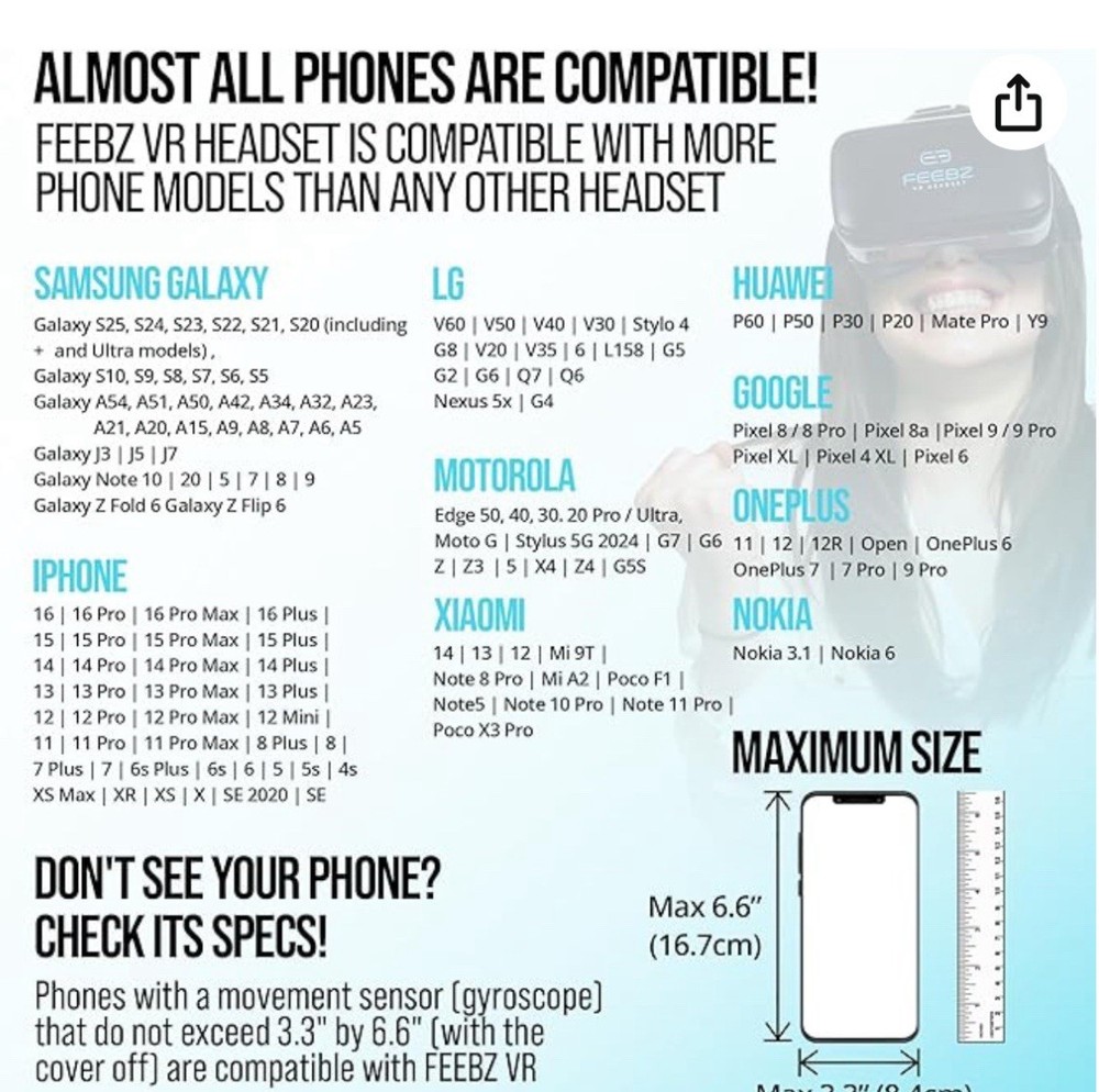 FEEBZ VR Headset for iPhone & Android Virtual Reality Goggles - new in box