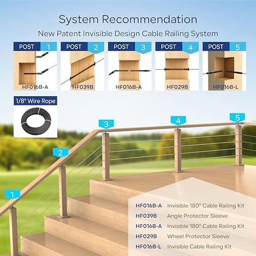 Pairs Cable Railing Kit,Invisible Crimp Fitting Cable Railing 10 Black