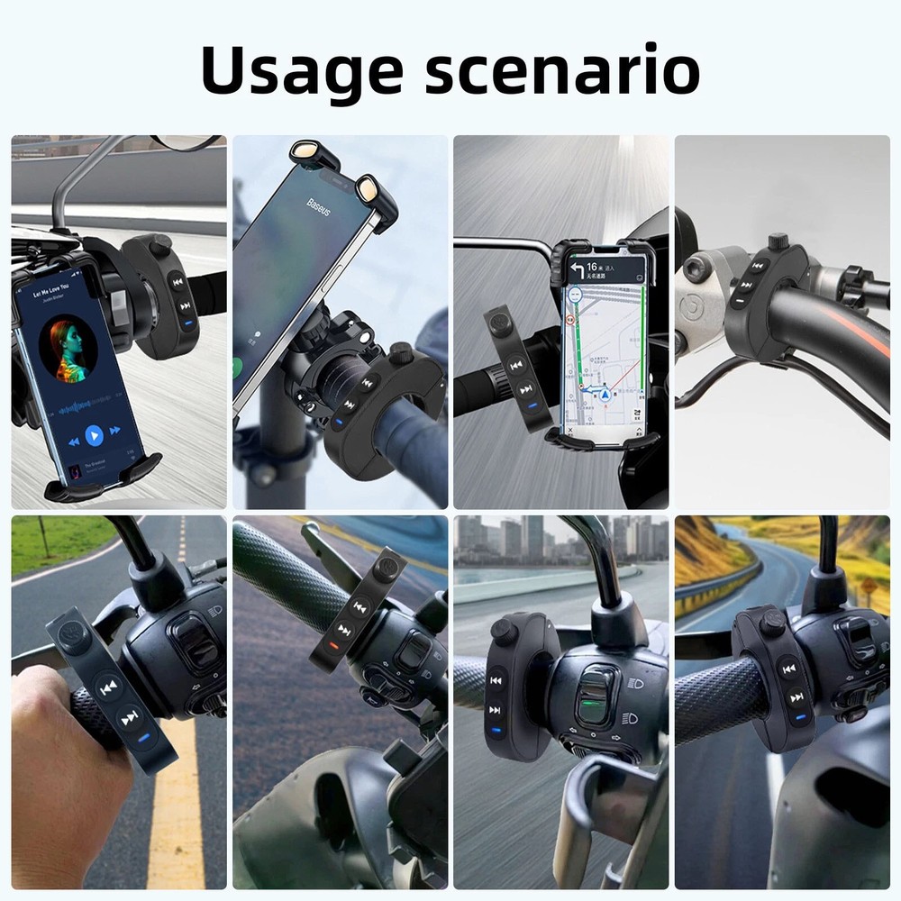 For Motorcycle Bluetooth Media Remote Control Wireless Handlebar Button Black