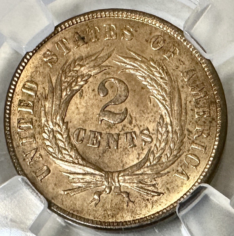 1868 TWO CENT PEICE NGC MS64 RED