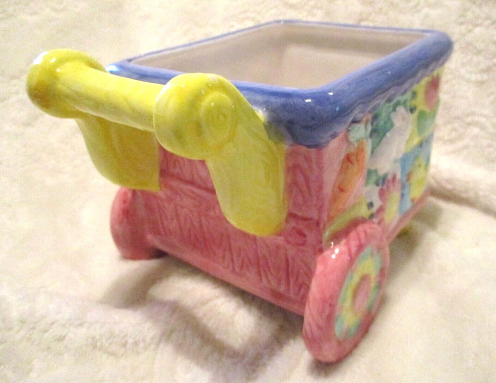 Easter/Baby~Ceramic Cart Planter~Easter Collection~Early 2000