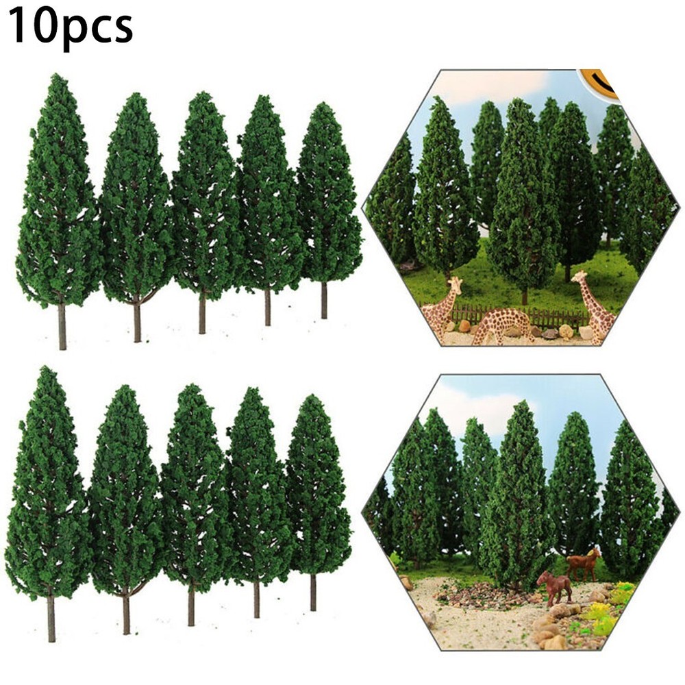10pcs Model Pine Trees 15cm Deep Green Pines For Scale Model Railroad Layout New