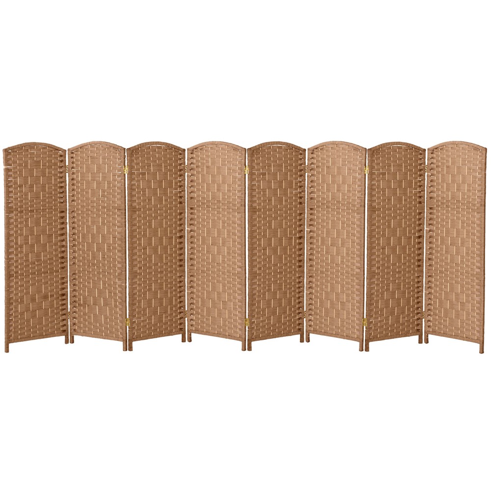 4 ft. Short Diamond Weave Fiber Folding Screen - Natural - 8 Panel
