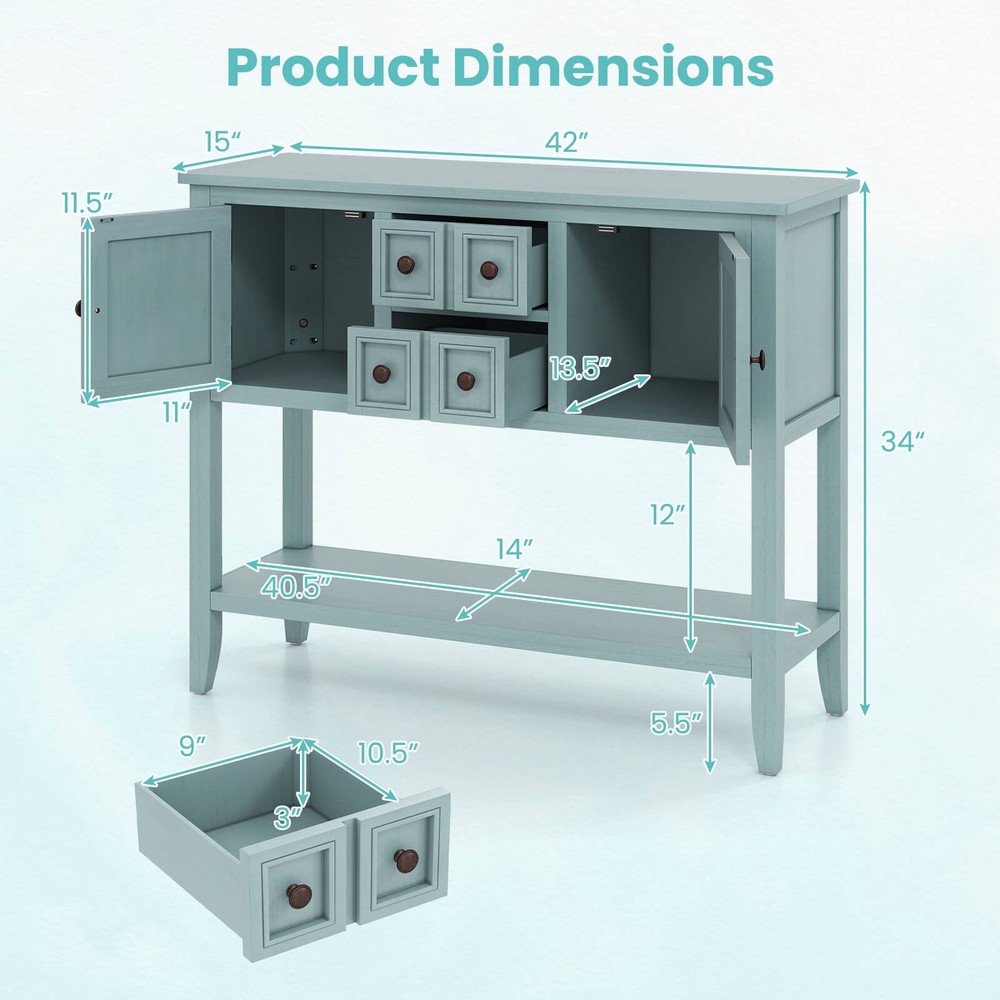 Buffet Sideboard Cabinet Entryway Console Table with 2 Doors and 2 Drawers