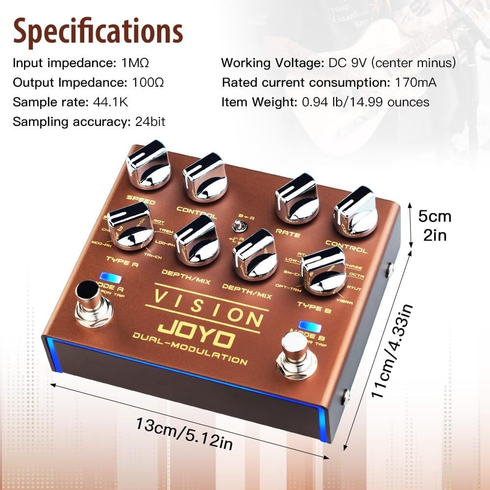 JOYO Modulation Multi Effects Pedal R Series Dual Channel Stereo Input and