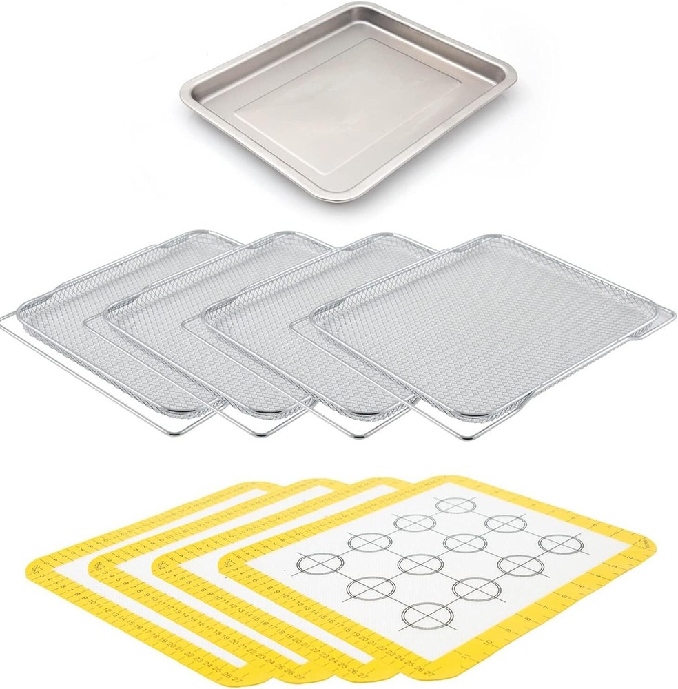 NUWAVE Genuine 9-Piece Ultimate Baking Kit, 1.3” Deep SS Medium, Silver