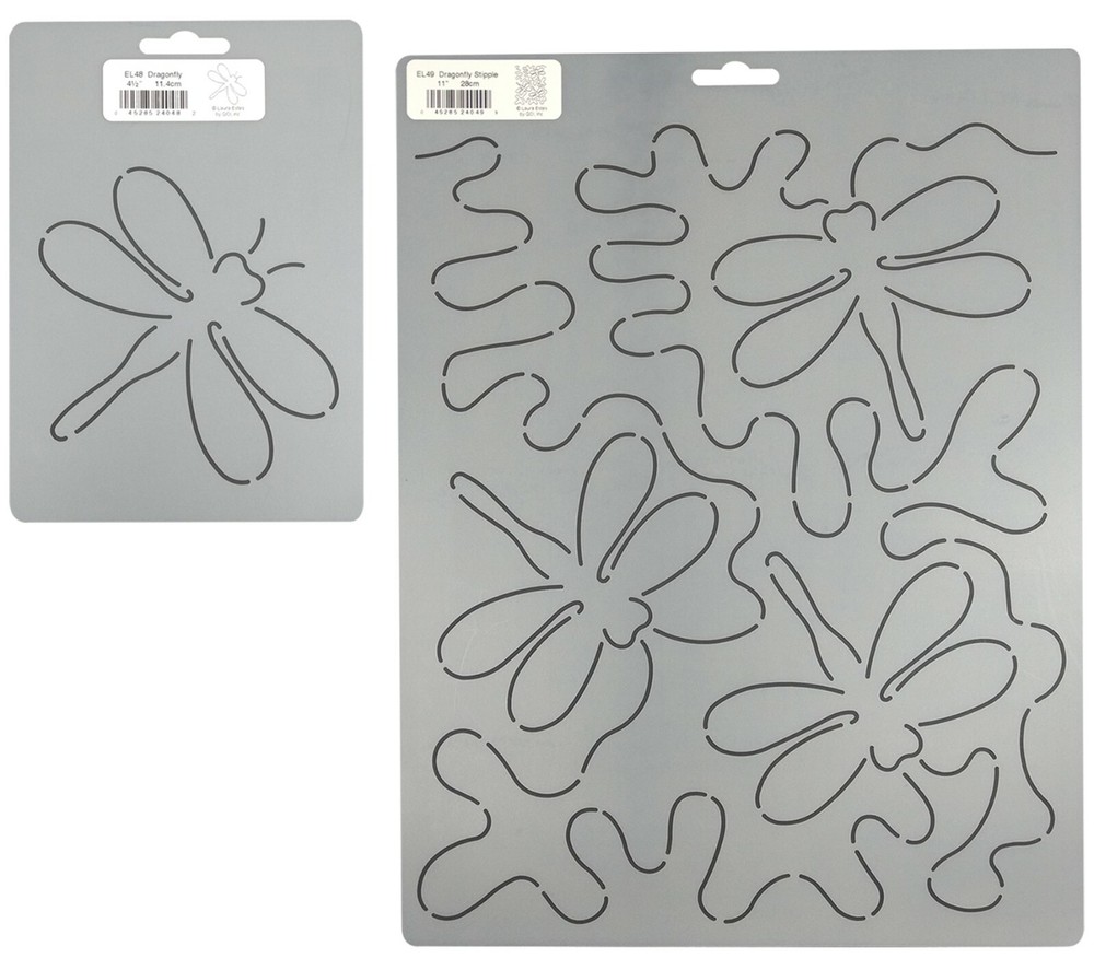 2 Stencils Quilting Stipple Dragonfly Quilt Patterns Continuous Line Background