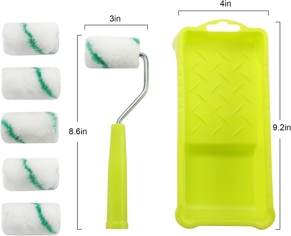Versatile 2" High-Density Fabric Paint Roller Set with Tray & Frame - 8 Pieces